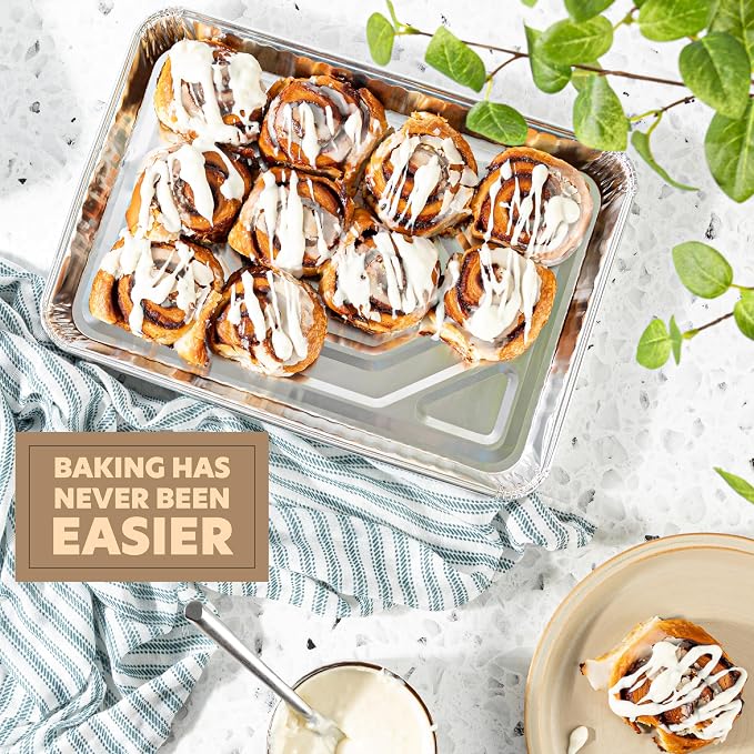 PLASTICPRO Aluminum Pans 10 Pack Disposable Cookie Sheets 9'' x 13'' Baking - Image 4