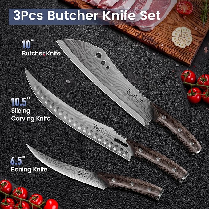 SYOKAMI Butcher Knife Set, Meat Cleaver Chef Knife Set, Japanese Style High - Image 8