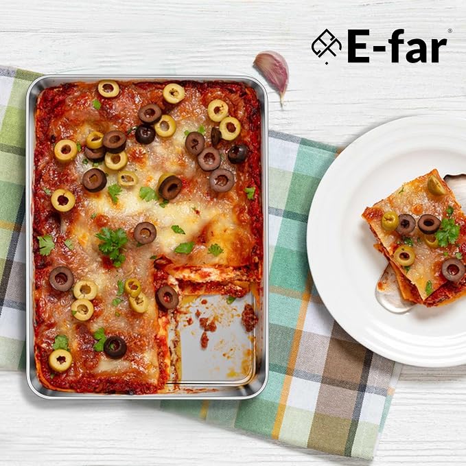 E-far Toaster Oven Tray, 10.5”x8.3” Stainless Steel Small Baking Cookie Sheet - Image 7