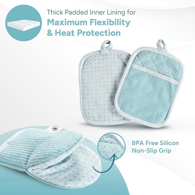 Casa Platino Oven Mitts and Pot Holders Sets, 8-Piece – 500°F Heat Resistant - Image 3