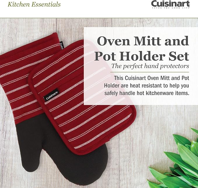 Cuisinart Neoprene Oven Mitts and Potholder Set-Heat Resistant Oven Gloves to - Image 2