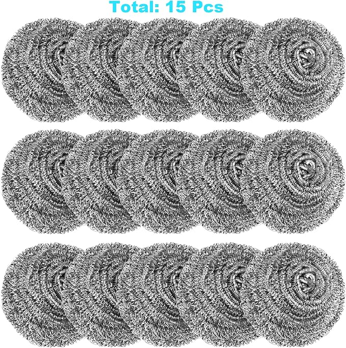15 Pack Steel Wool Scrubber, Metal Kitchen Scrubbing Sponges, Dishwashing - Image 2