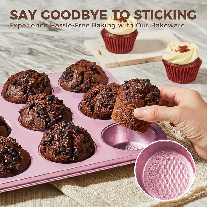 HONGBAKE 9-Piece Baking Pans Set Nonstick, Stackable Non Toxic Bakeware Sets - Image 7