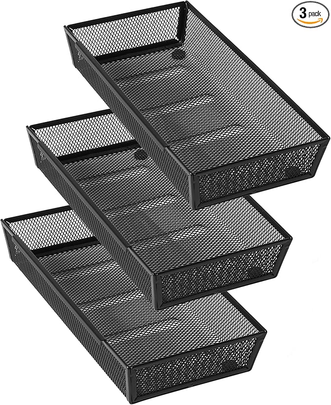 Mesh Tray Silverware Drawer Organizer, Utensil Cutlery Tray Office Supplies by ihomecooker