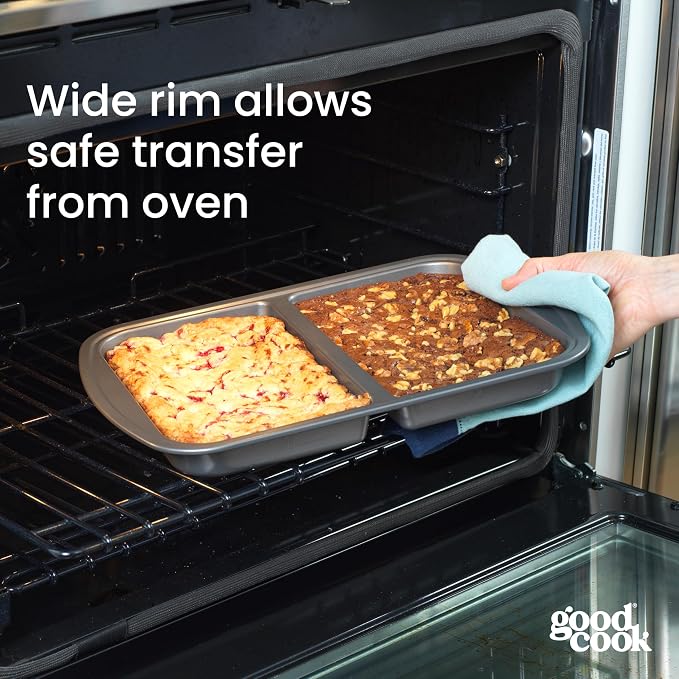 GoodCook Everyday Divided Baking Pan 1.5-Inch Deep 2-Section Non-Stick - Image 3