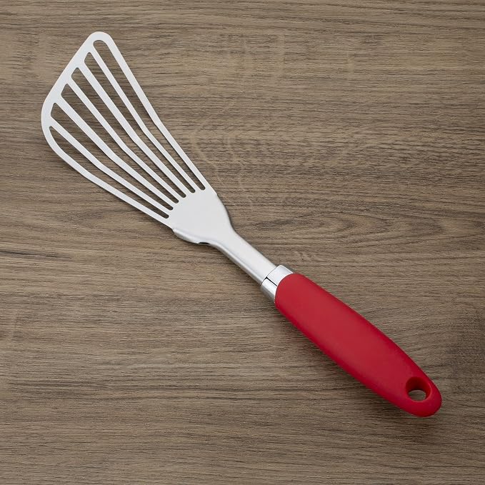 304 Stainless Steel Fish Spatula, Non-Slip Ergonomic Handle Slotted Spatula - Image 5
