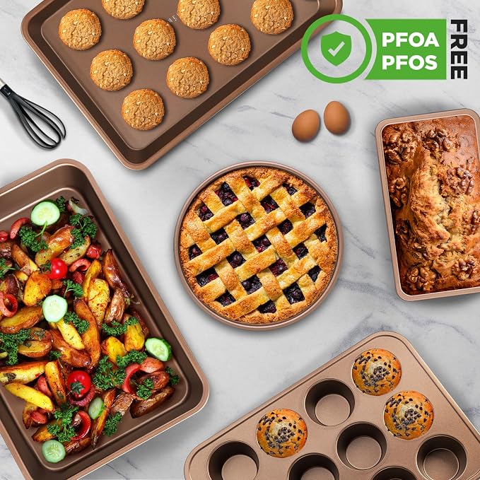 NutriChef 6-Piece Nonstick Bakeware Set, Carbon Steel Baking Pans Set, Includes - Image 4