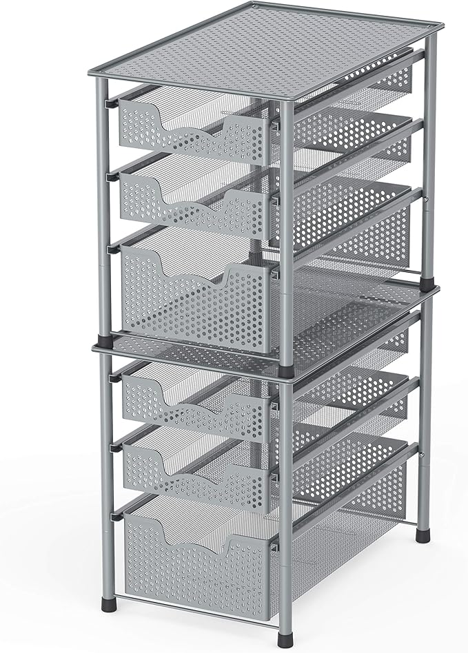 Simple Houseware Stackable 3 Tier Sliding Basket Organizer Drawer - Image 4