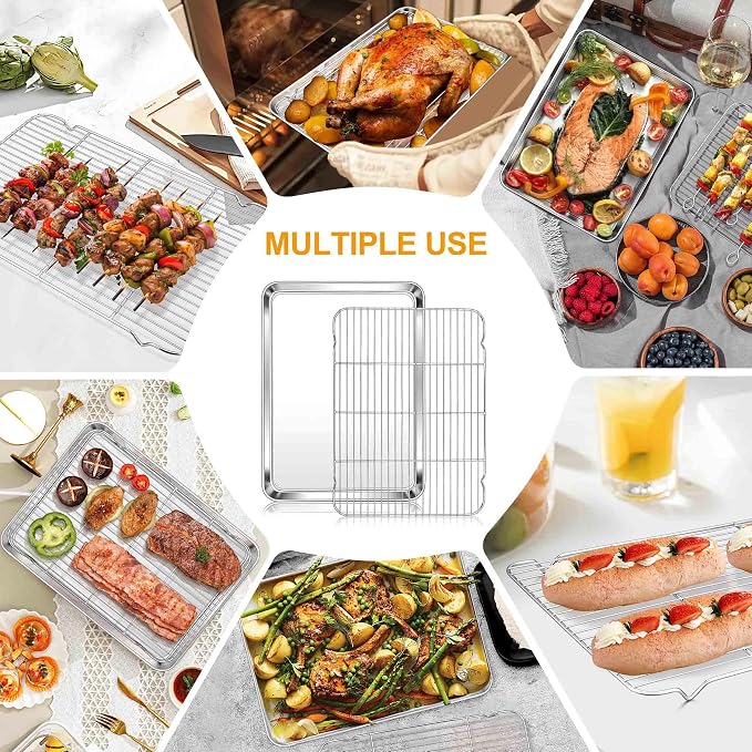 Homikit Baking Sheet with Rack Set, 20x14 Inches Large Stainless Steel Cookie - Image 8