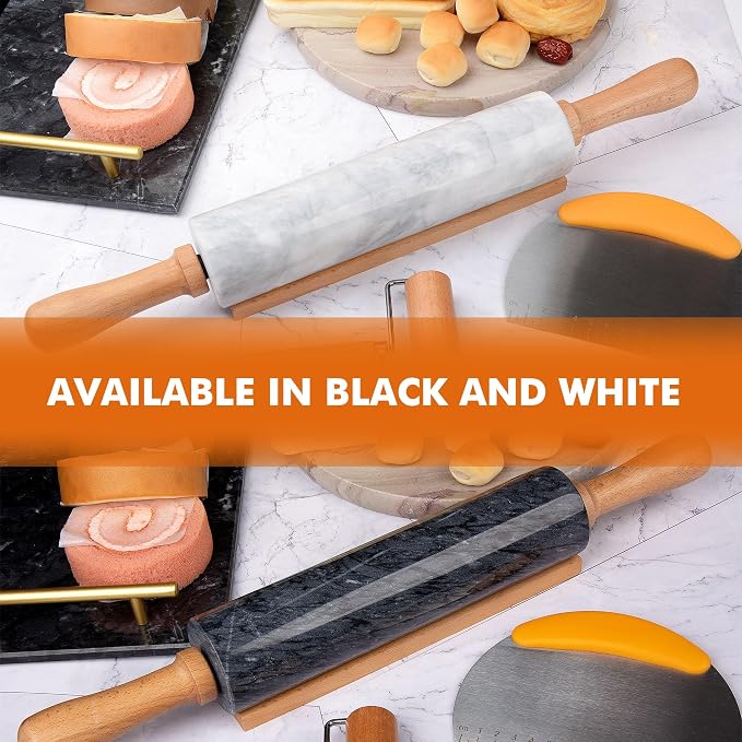 18.5 inches Marble Rolling Pin, Large Non-Stick Dough Roller, - Image 7