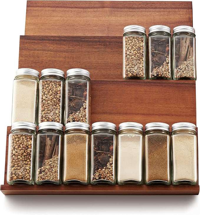 Tinamo Acacia Wooden Spice Rack Organizer - Image 5