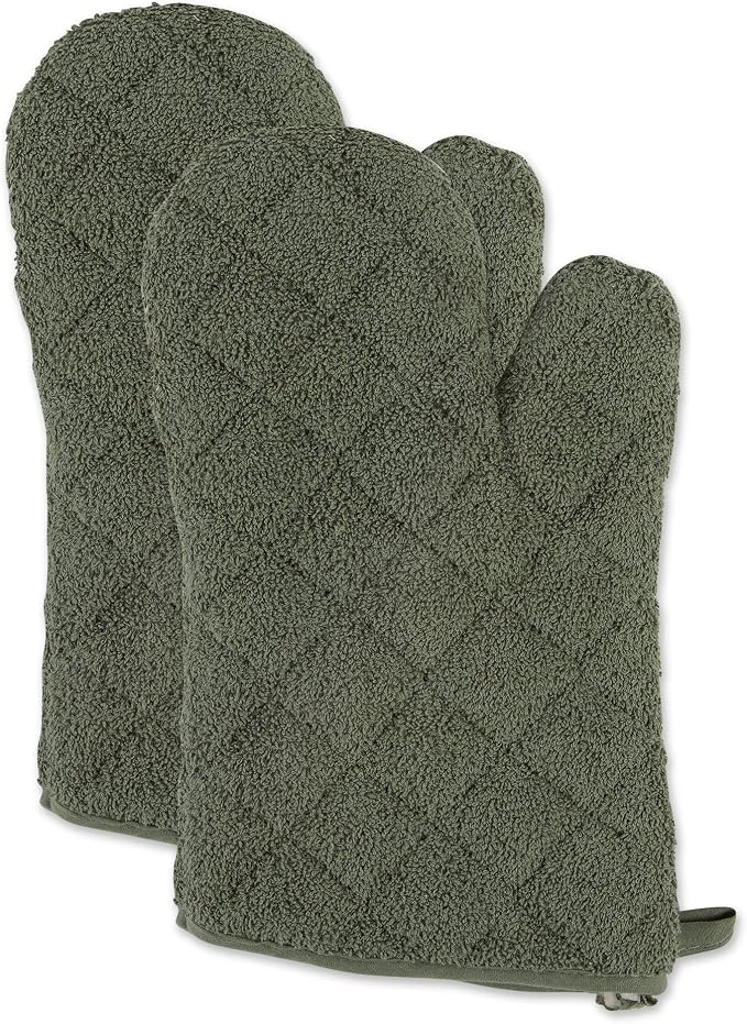 DII Basic Terry Collection 100% Cotton Quilted, Oven Mitt, 2 Piece by DII