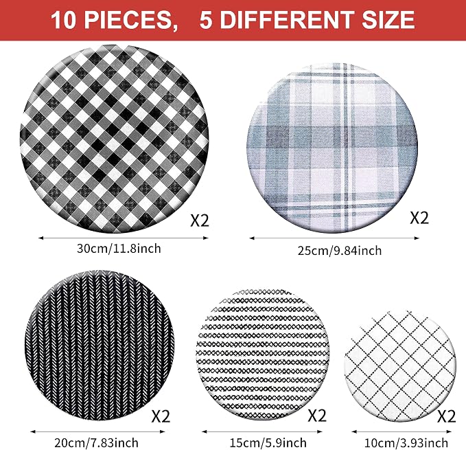10Pcs Reusable Bowl Covers In 5 Size, Stretch Cloth Fabric Dish Cover Kitchen - Image 2