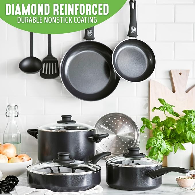 GreenLife Soft Grip Healthy Ceramic Nonstick 12 Piece Kitchen Cookware Pots and - Image 6