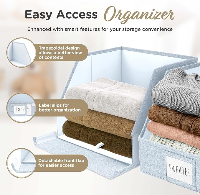 VIVIDECOR Open Front Trapezoid Closet Bins 12x12x10 – Easy Access Shelf - Image 4