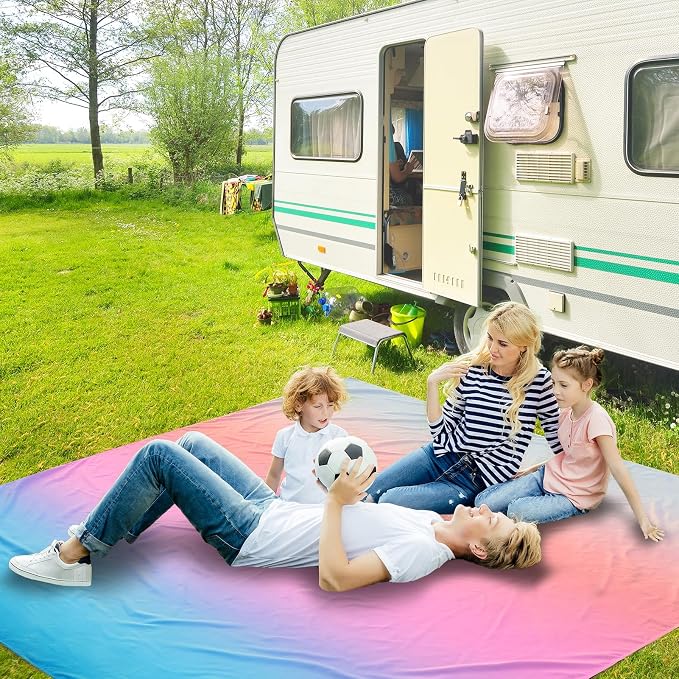 WIWIGO Beach Blanket Waterproof Sandproof Beach Mat 79" X 83"/10'x9'for 2-8 - Image 6