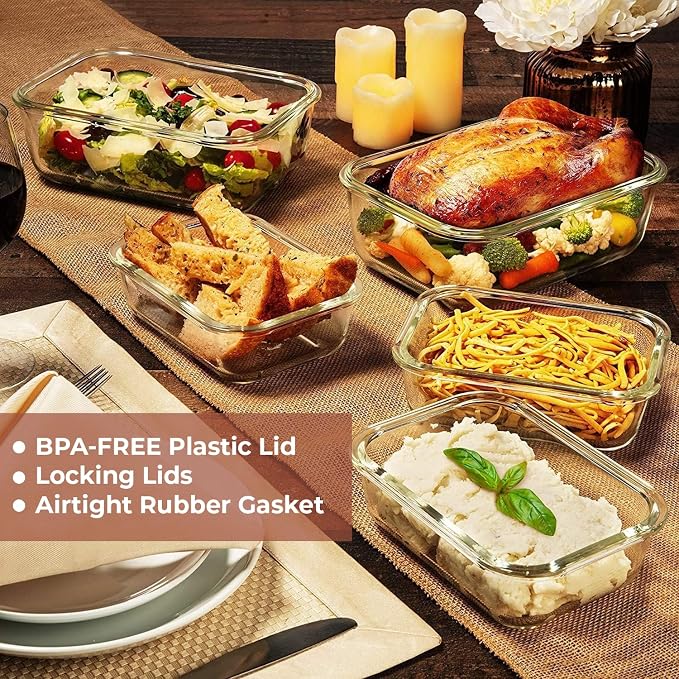 Razab 4 PC 1860ml / 63 Oz / 8 Cups Large Glass Food Storage Containers - Image 6