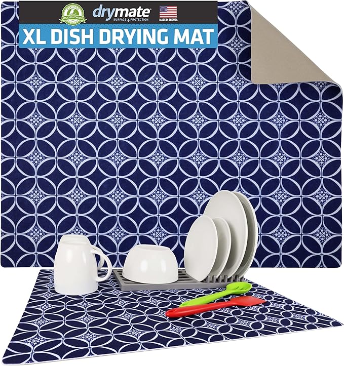 Drymate Jumbo XL Dish Drying Mat, Low-Profile, Super Absorbent, Quick Dry Fabric by Drymate
