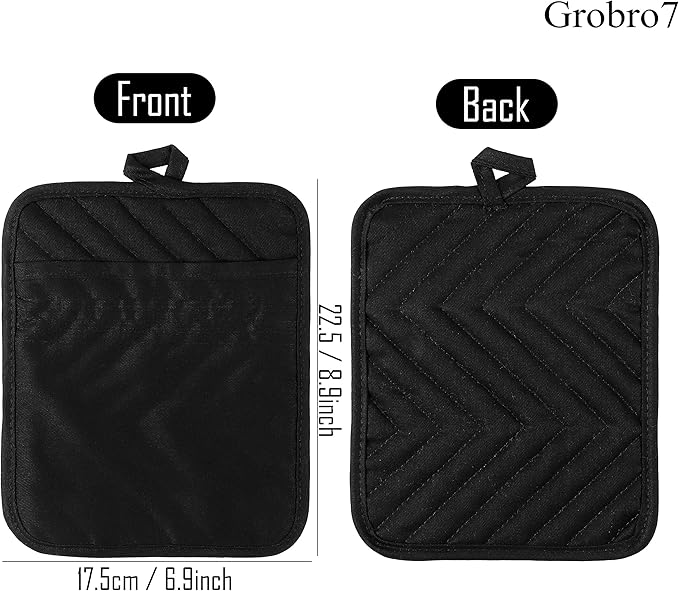 GROBRO7 5Pack Cotton Pocket Pot Holder Set Kitchen Heat Resistant Potholder - Image 3