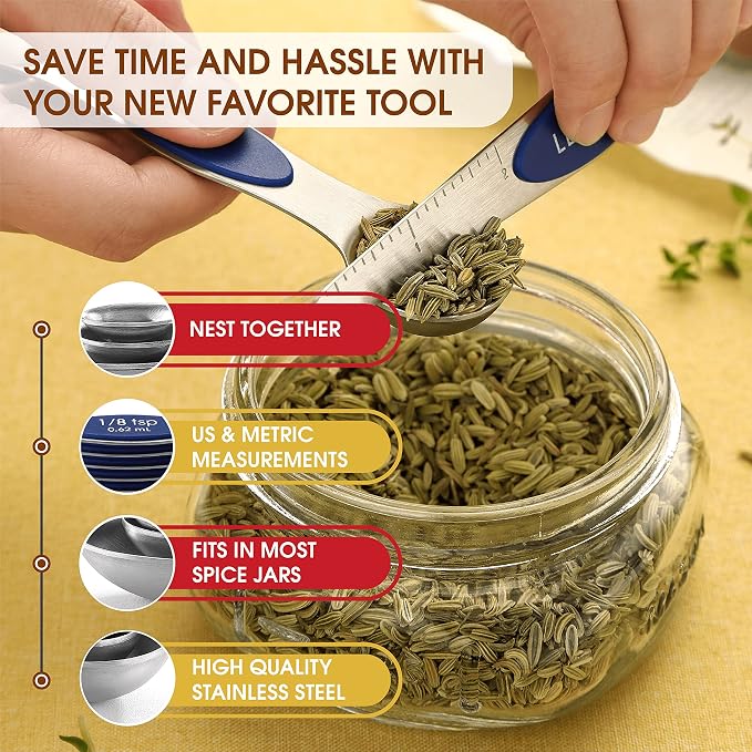 Spring Chef Stainless Steel Magnetic Measuring Spoons Set of 8 - Image 5