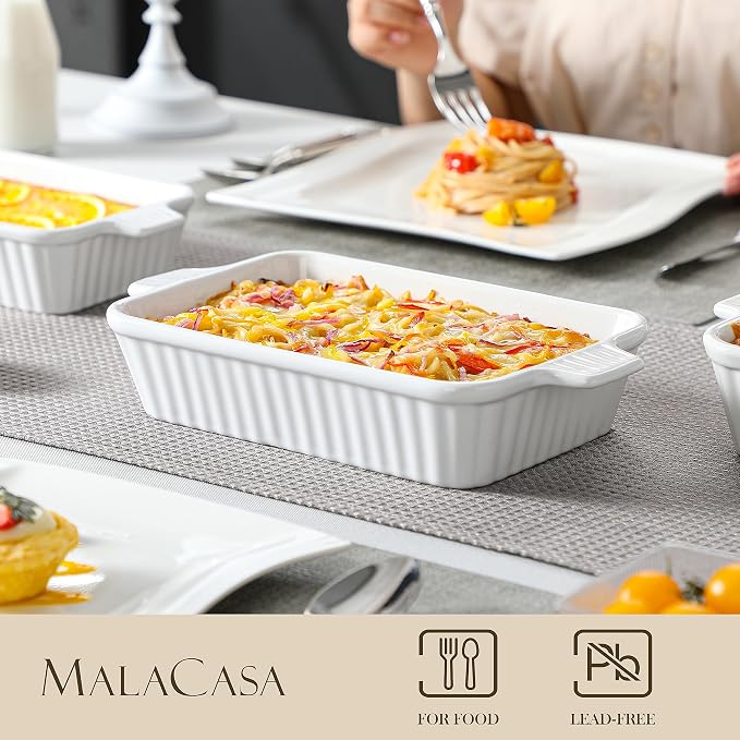 MALACASA Casserole Dishes for Oven, Porcelain Baking Dishes, Ceramic Bakeware - Image 4