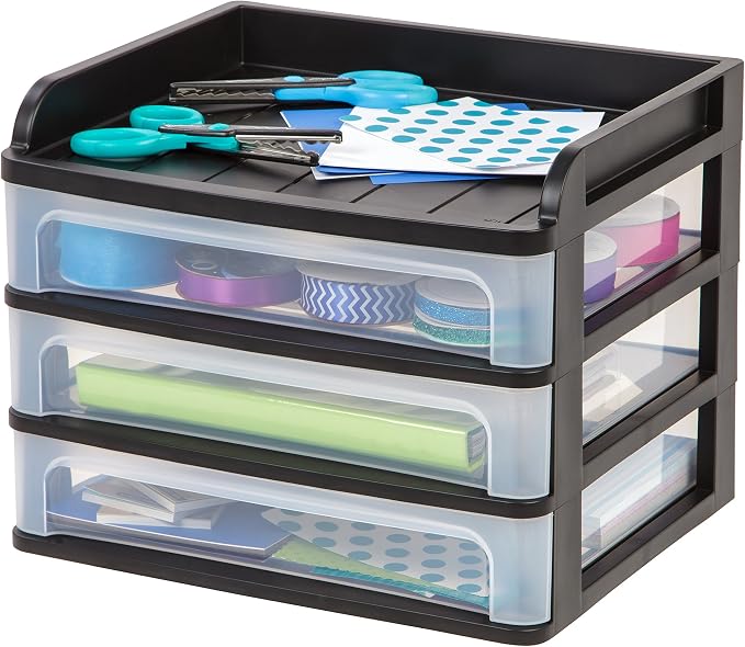 IRIS USA Plastic Desk Top 3-Drawer Storage Organizer by IRISUSA