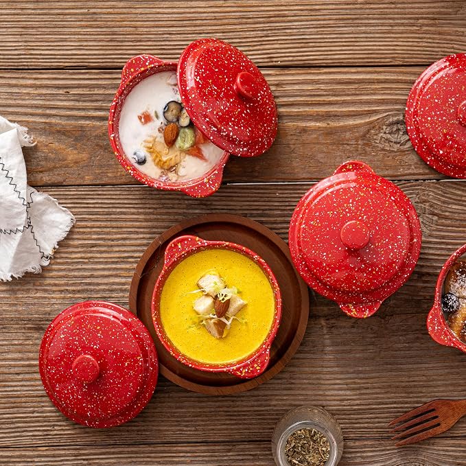 4-Pack 10 Oz Ceramic Mini Cocotte Set - Image 7