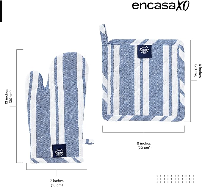 Encasa XO Heat Resistant 100% Cotton Oven Glove & Potholder Set - Image 2