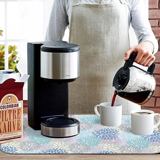 Kitchen Countertop Dish Drying Mat, Super Absorbent Coffee Bar Mat - Image 8