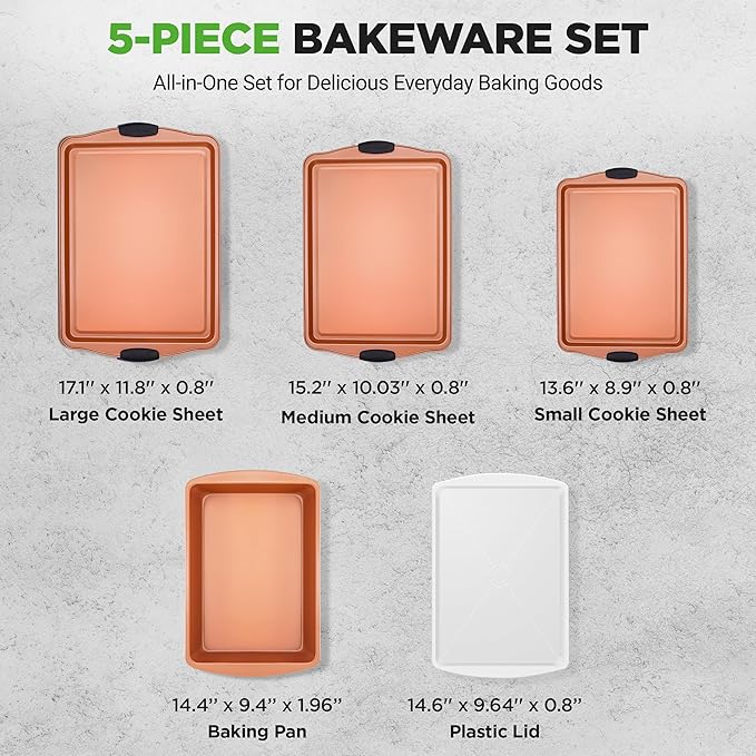NutriChef 5‑Piece Non‑Stick Bakeware Set – Premium Carbon Steel Baking Pans Set - Image 4