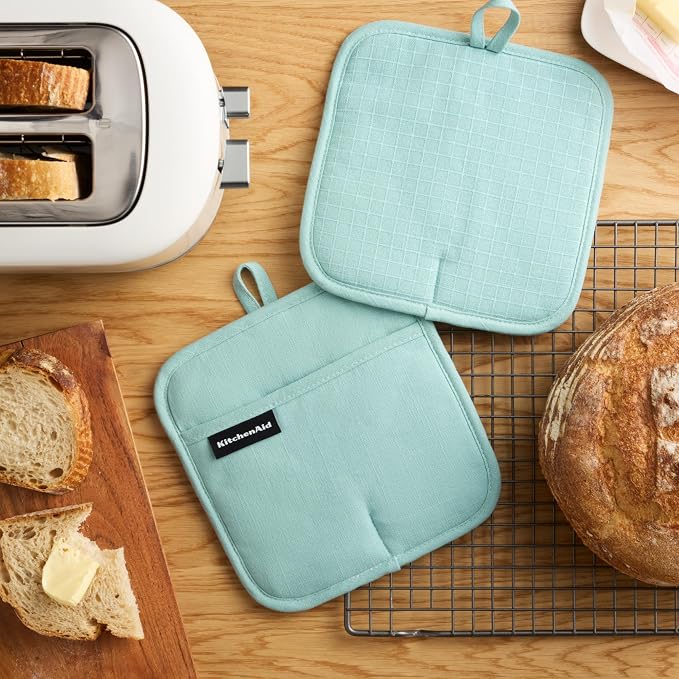 KITCHENAID Gourmet Series Gridlines Pot Holders 2-Pack Set, Heat Resistant up - Image 2