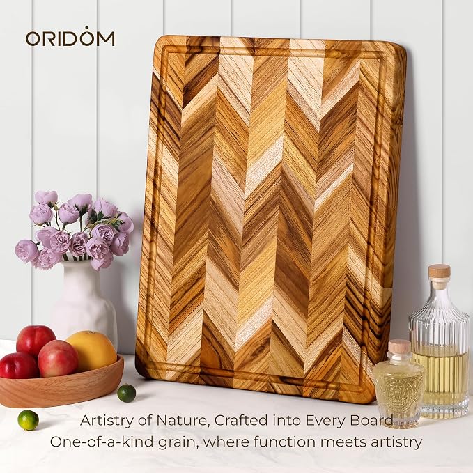 Teak Wood Cutting Board for Kitchen Extra 20'' Large End Grain Heavy Duty - Image 4
