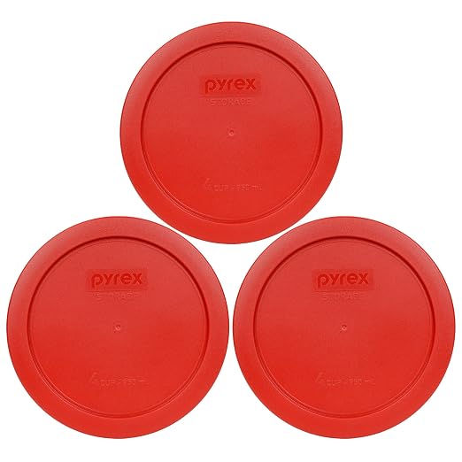 Pyrex 7201-PC 4 Cup Poppy Red Food Storage Replacement Lids by Pyrex