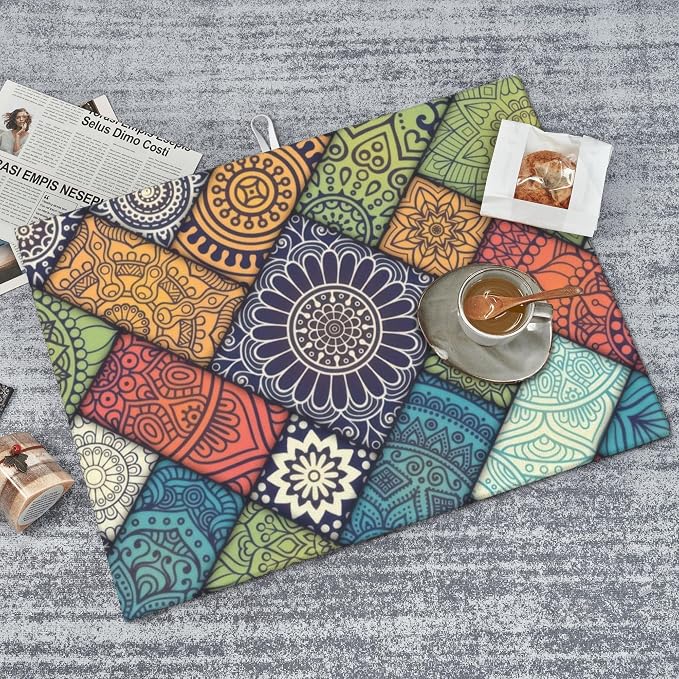 Retro Boho Dish Drying Mat 18x24 Inch, Microfiber Absorbent Fast Dry Mat - Image 7