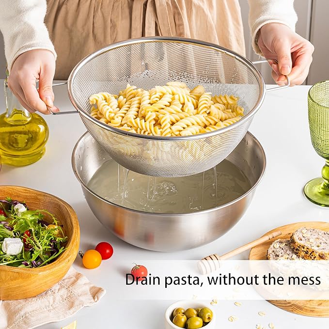 304 Stainless Steel Kitchen Colander Set, 3.5QT Colander - Image 3