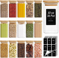 ComSaf 16Pcs Spice Jars with Labels, Glass Jar witj Bamboo Lid, 10oz Airtight by ComSaf