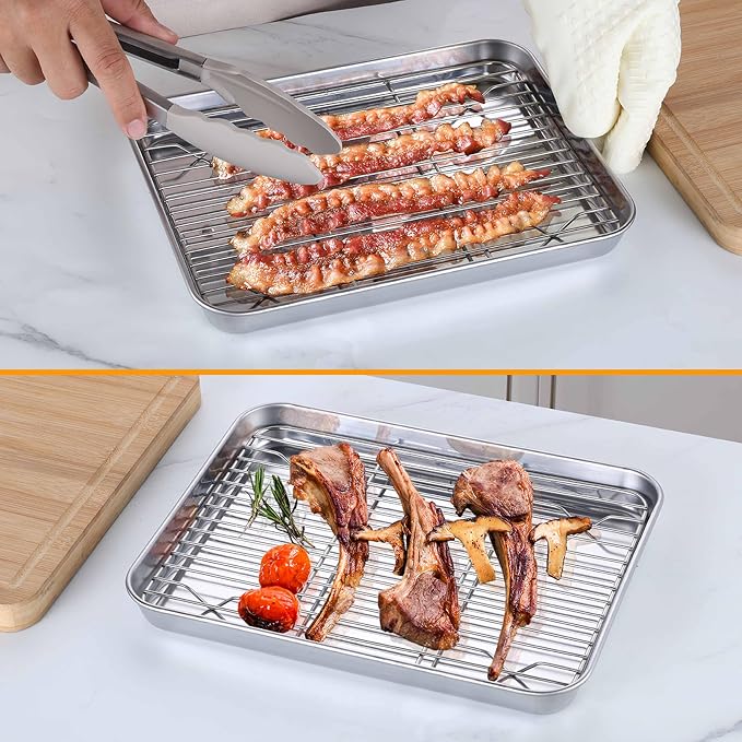 Homikit Baking Sheet with Wire Rack, 10.5 x 8 Inches Stainless Steel Small - Image 6