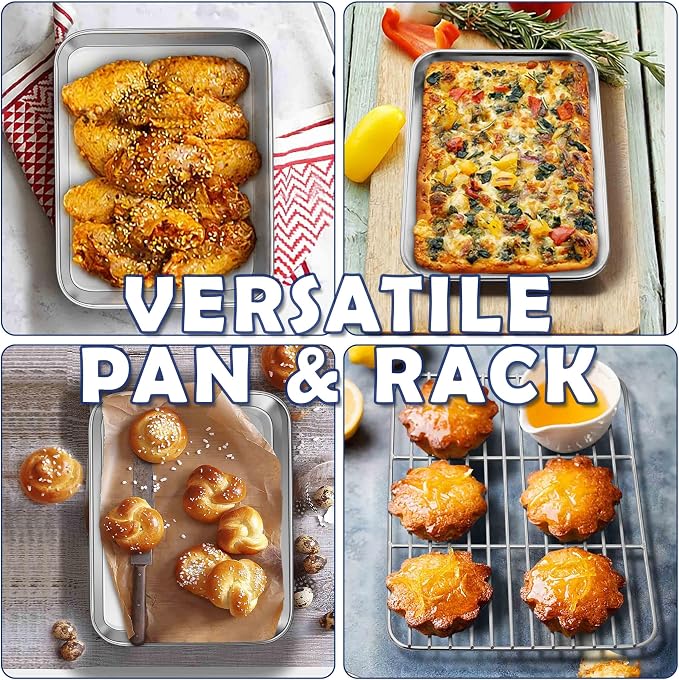 9 Inch Baking Sheet Pan with Rack Set, Joyfair Stainless Steel Toaster Oven - Image 7