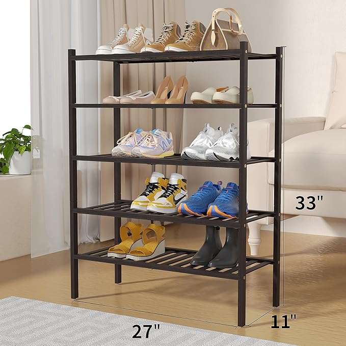 ROMGUAR CRAFT 5 Tier Bamboo Shoe Rack - Image 3