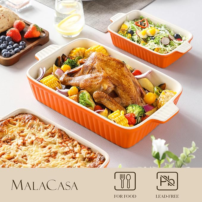 MALACASA Bakeware Set of 4, Porcelain Baking Pans Set - Image 3