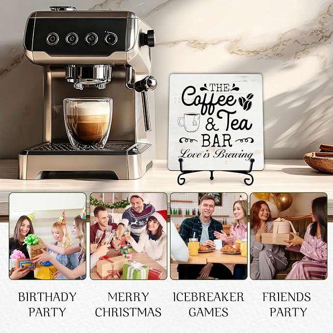 Coffee Bar Sign, Love is Brewing Farmhouse Tabletop Decor, Coffee and Tea Lover - Image 5