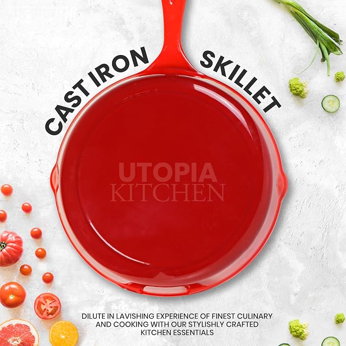 Utopia Kitchen Cast iron Skillets 3 Piece Set, Chefs Pan, Pre Seasoned Cast - Image 3