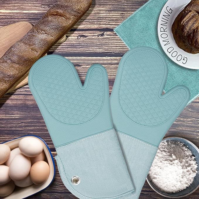 Professional Microwave Silicone Oven Mitts one Pair, Kitchen Mitten Set - Image 6