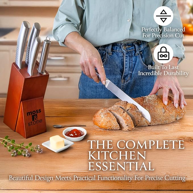 Moss & Stone Professional Kitchen Knife Chef Set, Premium Kitchen Knife Set - Image 3
