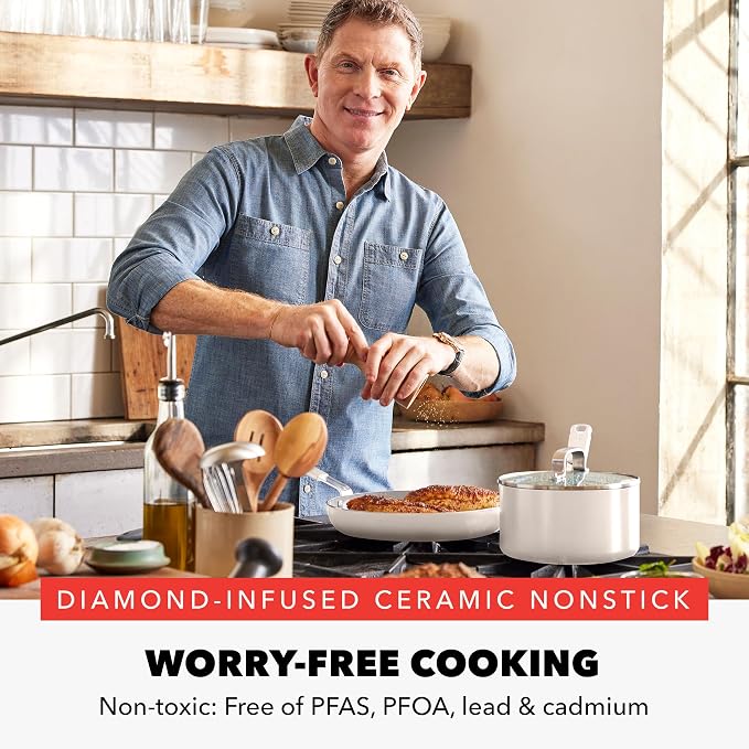 GreenPan x Bobby Flay 13 Piece Nonstick Cookware Pots and Pans Set, PFAS-Free - Image 2