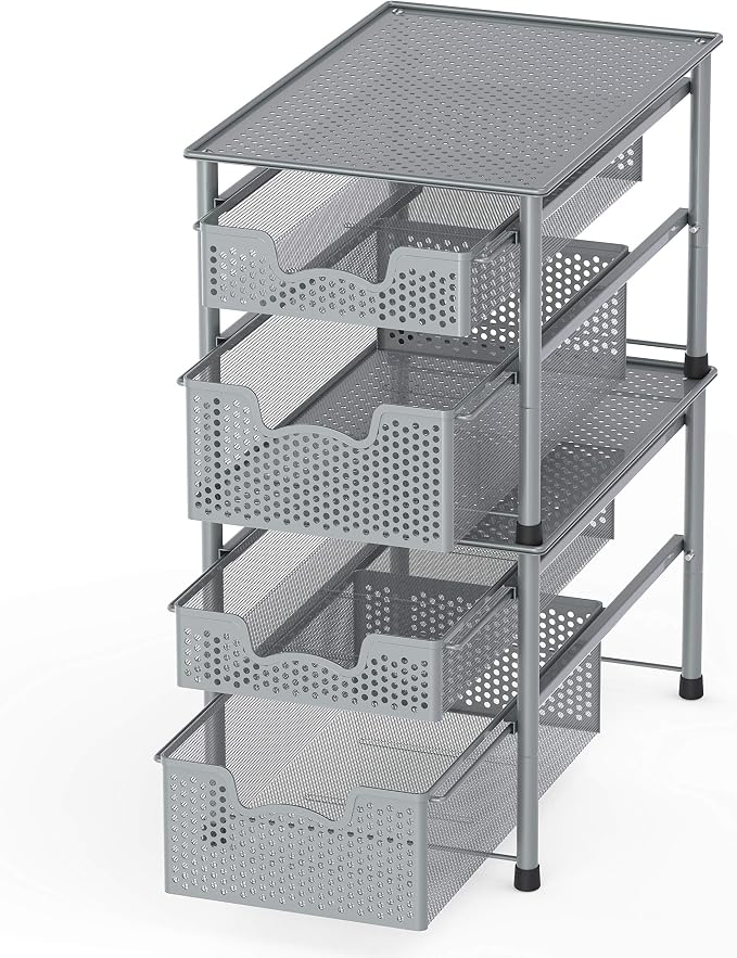 Simple Houseware Stackable 2 Tier Sliding Basket Organizer Drawer - Image 4