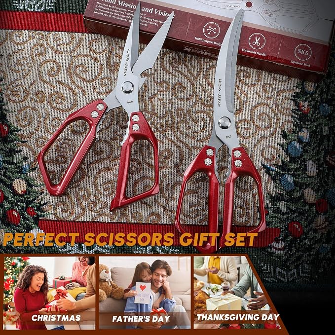 HUUSK Kitchen Scissors Set Red - Image 7
