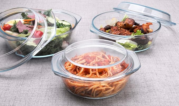 Set of 6 Pieces Round Tempered Glass Casserole Dish - Image 3