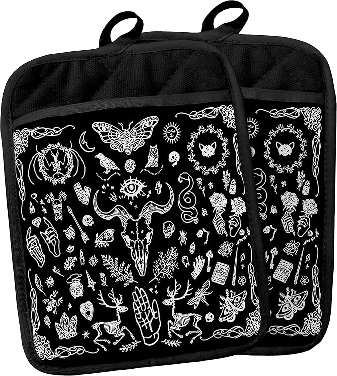 Gothic Witchy Skull Pot Holders by YeiHe