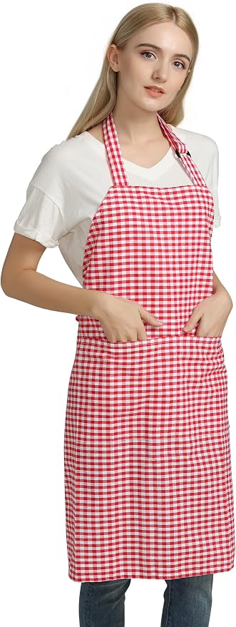 Vintage Gingham Kitchen Aprons Chef Bib Canvas Aprons Christmas Holiday Home - Image 4